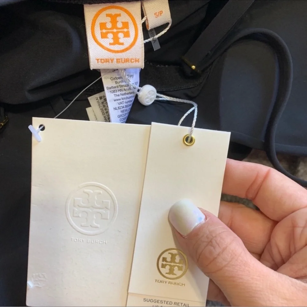 Tory Burch T Belt Gold Logo One Piece Swimsuit Black